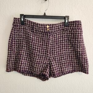 House of Harlow 1960 Women's Size Large Tweed‎ Purple/White Plaid Shorts New